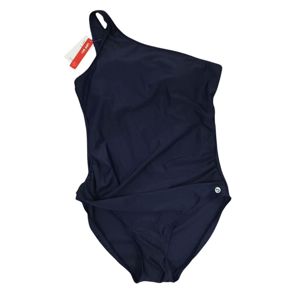 NEW Baleaf One Shoulder One Piece Swimsuit 38 (LG) Navy Blue Bathing Suit UPF50+